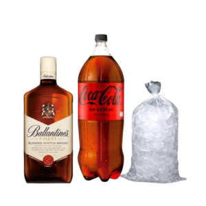 Promo Whisky Ballantine’s Litro + Coca-Cola Zero 3L + hielo 1 kg